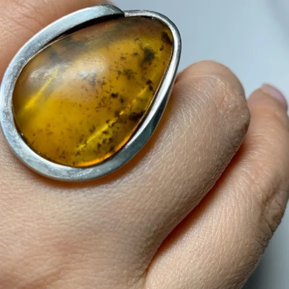 925 Sterling Silver and amber ring size7 / 052024-RG0050 B - Picture 9 of 10
